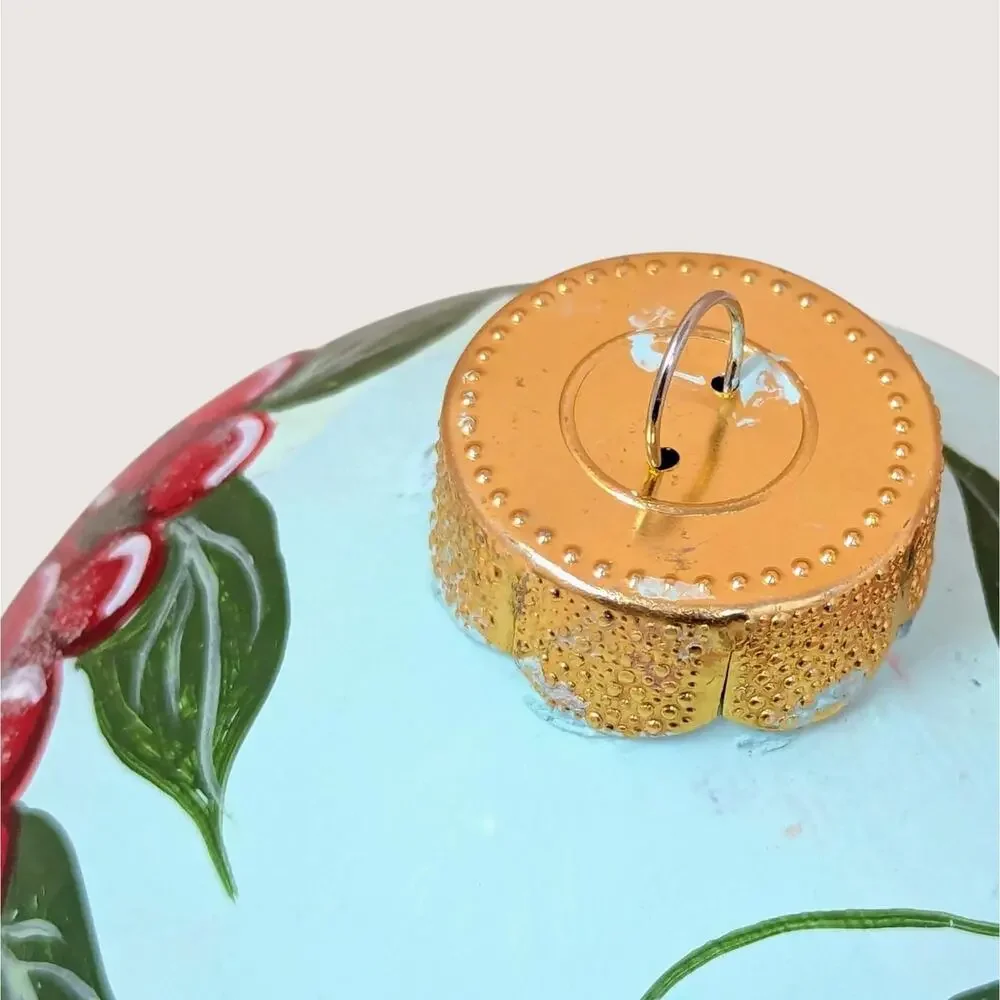 Vintage Hand Painted Baltimore Oriole Glass Christmas Ornament